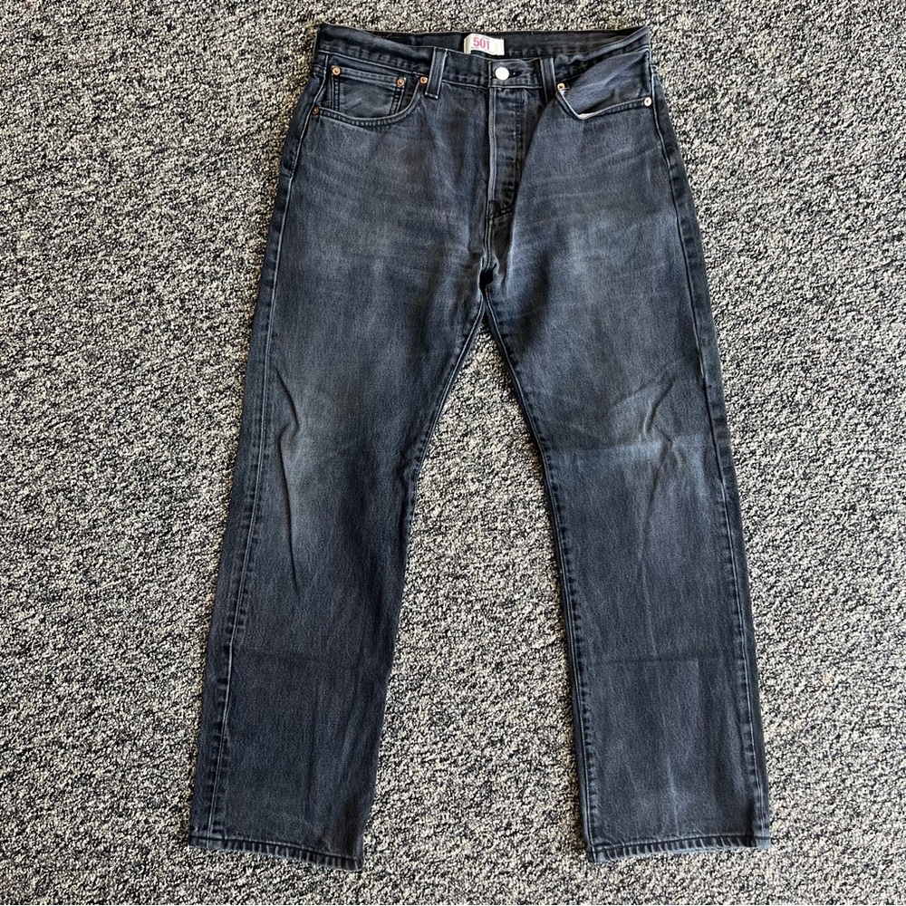 Levi's Original 501  Black Straight Button-fly Jeans 34 x 32 - Picture 2 of 7